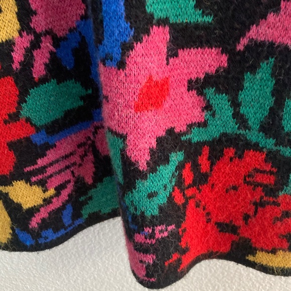 FARM Rio Multicolor Knit Sweater mini dress ballon sleeve abstract flowers y2k M - Picture 5 of 9
